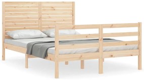 3195006 vidaXL Cadru de pat cu tăblie, 140x190 cm, lemn masiv