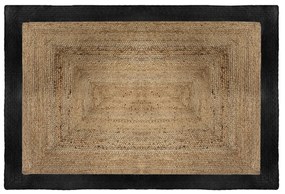 Covor dreptunghiular din iută, 120 x 170 cm, împletit, cu chenar negru