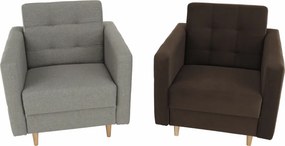 Fotoliu complet tapiţat, material textil gri, AMEDIA