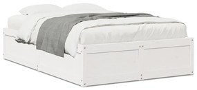 3282388 vidaXL Cadru de pat, alb, 120x190 cm, lemn masiv pin