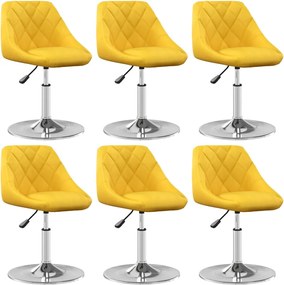 vidaXL Scaune de bucătărie, 6 buc., galben muștar, catifea