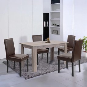 Set de masă Leon 4+1 stejar York-maro