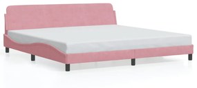 373257 vidaXL Cadru de pat cu tăblie, roz, 200x200 cm, catifea