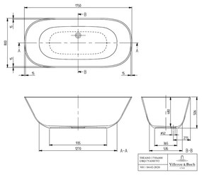 Cada freestanding, Villeroy & Boch, Theano, 175 x 80 cm, alb