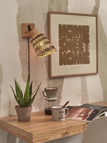 Aplica de perete eco din bambus Java nat/15x17, bl./nat