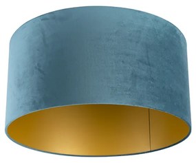 Abajur din catifea albastră 50/50/25 cu interior auriu