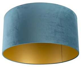 Abajur din catifea albastră 50/50/25 cu interior auriu