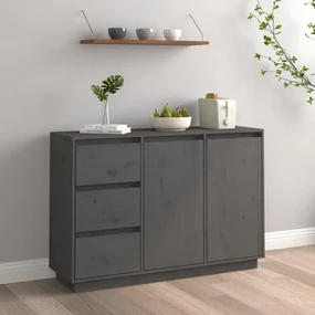 813806 vidaXL Servantă, gri, 111x34x75 cm, lemn masiv de pin