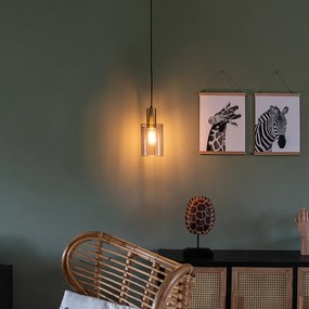 Lampă suspendată vintage din alamă cu sticlă fumurie - Vidra