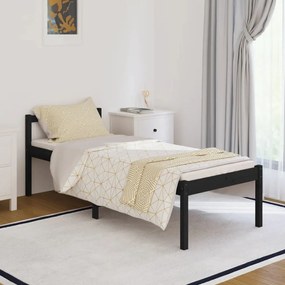 810603 vidaXL Cadru de pat, negru, 90x200 cm, lemn masiv de pin