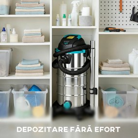 HOMCOM Aspirator 3 în 1 de 1400W, Aspirator de Solide și Lichide și Suflător, Recipient de 18L din Oțel Inox, Filtru Triplu și Accesorii, pentru Casă, Garaj și Birou | Aosom Romania