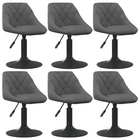 vidaXL Scaune de sufragerie pivotante, 6 buc, gri închis, catifea
