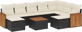 vidaXL Set canapele de grădină cu perne, 10 piese, negru, poliratan