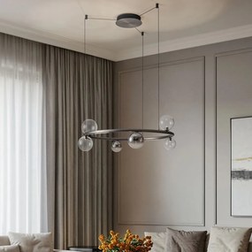 Lustra circulara iluminat LED, CELSO argintiu/ transparent/ fumuriu