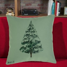 Perna Decorativa cu tematica de Craciun, Brad 2, 40x40 cm, Verde, Husa Detasabila, Perna Inclusa, BEKZ®