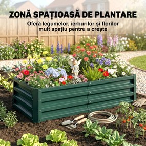 Outsunny Pat de Gradina Galvanizat Inaltat pentru Cultivare Legume Flori Plante Aromatice Cutie de Plantare Metalica Verde 120x90x30cm | Aosom Romania
