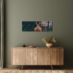 Tablou cu două girafe (cu ceas) (90x30 cm)