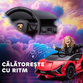 Masina electrica HOMCOM pentru copii 12V Lamborghini, telecomanda, viteza 3-8 km/h, 108x62x40cm, Rosie | Aosom Romania