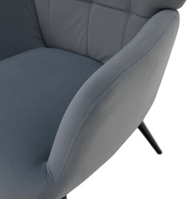 Fotoliu cu suport pentru picioare, ţesătură Velvet gri/negru, HABEN