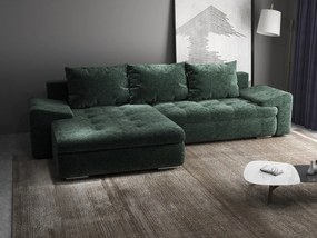 Colțar extensibil dumonde cu ladă de depozitare si sezut confortabil din spuma high-density, Leonardo Euphoria Verde 260x185 cm