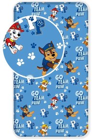 Cearceaf pentru copii albastru din bumbac cu elastic 90x200 cm Paw Patrol – Jerry Fabrics
