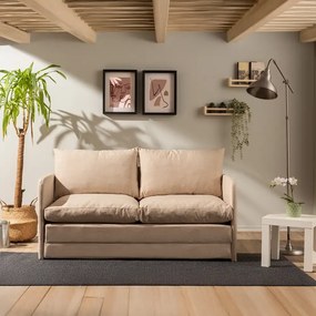 Canapea extensibila 2 locuri moderna, 200x148 cm – stofa bej – Saga