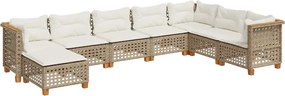 vidaXL Set canapele de grădină, 8 piese, cu perne, bej, poliratan