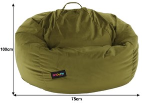 Fotoliu tip sac, material textil verde măsliniu, TRIKALO