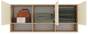 Dulap suspendat Malmo, 3 Usi, Stejar Artisan/Argila, 144 x 27 x 60 cm