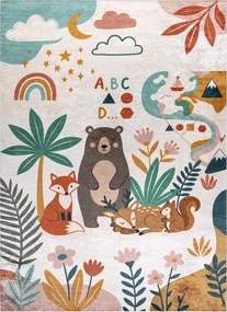 BAMBINO 61410 covor lavabil Animale, stele, nori pentru copii anti-alunecare - cremă / verde
