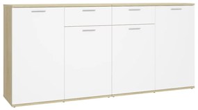 3074932 vidaXL Servantă, alb și stejar Sonoma, 160x36x75 cm, lemn prelucrat