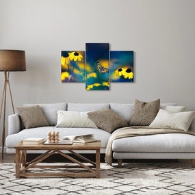 Tablou - Fluture galben și flori (90x60 cm)