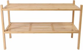 Raft din bambus, 2 polițe, dulap de pantofi, 68 x 29 x 40 cm