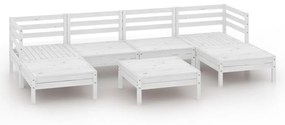 3083340 vidaXL Set mobilier de grădină, 7 piese, alb, lemn masiv de pin