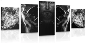 Tablou 5-piese credință în Isus în design alb-negru