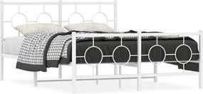 vidaXL Cadru de pat metalic cu tăblie de cap/picioare, alb, 140x190 cm