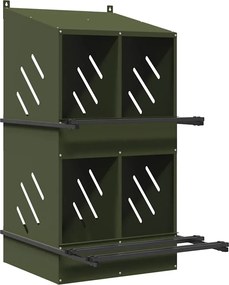 vidaXL Cuibă pentru pui cu 4 compartimente, metal verde măsline