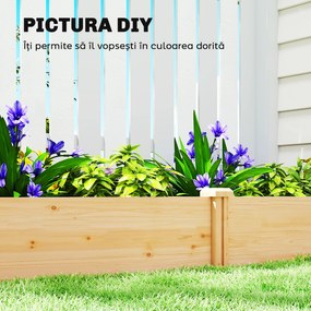 Outsunny Grădină Ridicată de Exterior cu Separator Central și Bază Deschisă, Jardinieră din Lemn de Brad, pentru Flori, Legume, Balcon sau Grădină, 235x121x26 cm, Culoare Lemn | Aosom Romania