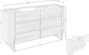 Comoda 6 sertare deosebita design LUX Walnut-Marble