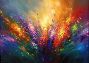 Tablou pe sticlă - Abstracție de flori (70x50 cm)