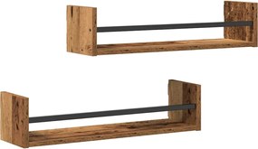vidaXL Raft de perete Pe perete 2 pcs Lemn vechi 60 x 16 x 14 cm