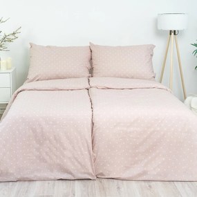 Stanex Lenjerie de pat creponată cu buline roz, 140 x 220 cm, 70 x 90 cm