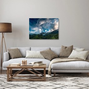 Tablou pe sticlă cu munții (70x50 cm)