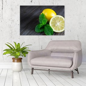 Tablou cu lămâie și mentă pe masă (90x60 cm)