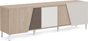 Comodă TV Miraza 180 cm geometrică - decor stejar scandi / bej / alb / maro