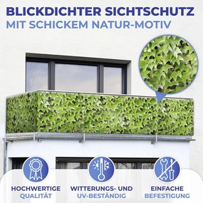 Paravan pentru balcon verde din plastic 500x85 cm Wilder Wein – Maximex