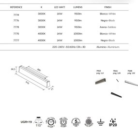 Aplica LED de perete ambientala HANOK 14W 4000K alba
