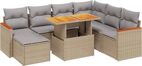vidaXL Set canapele de grădină, 8 piese, cu perne, bej, poliratan