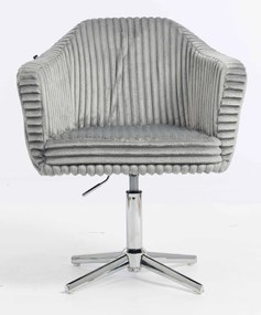 HR832CROSS Scaun Gri Teddy Cord cu Bază Cromata