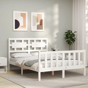 3192552 vidaXL Cadru de pat cu tăblie, alb, 120x200 cm, lemn masiv